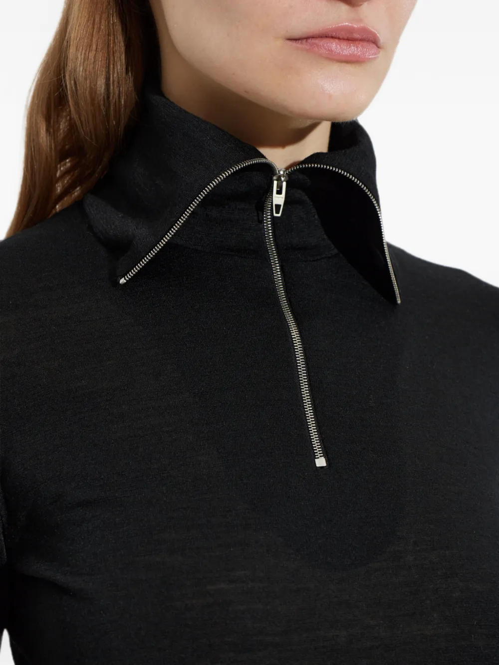 Jil Sander Top met kwartrits Zwart