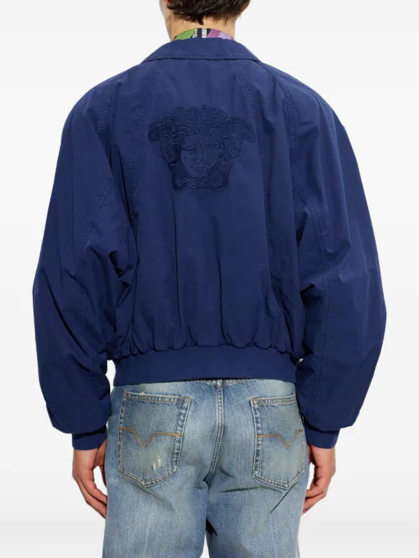 Versace Medusa Embroidered Jacket | Blue | FARFETCH