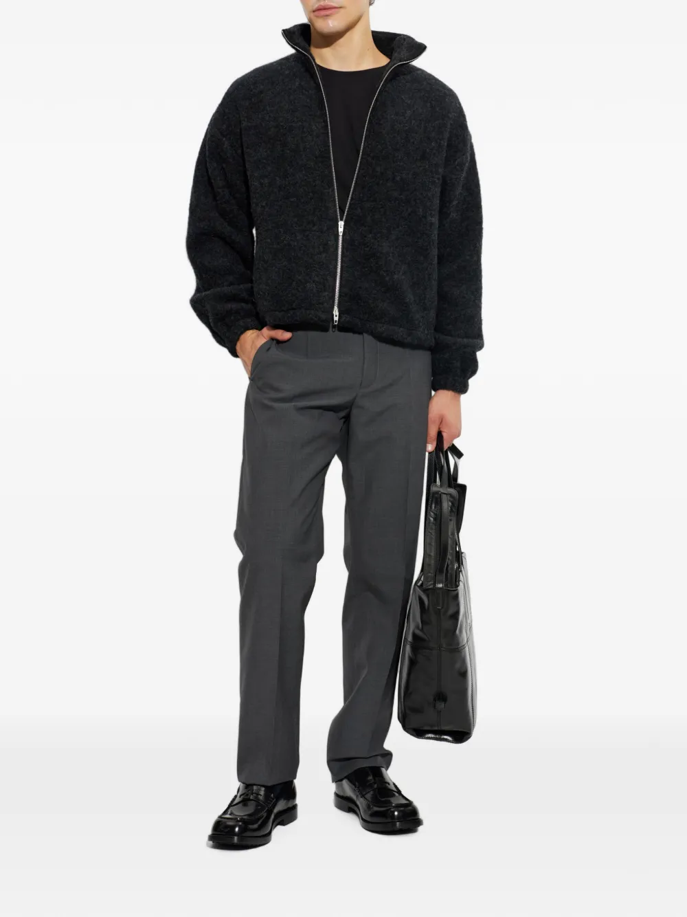Jil Sander Wollen broek met geplooide voorkant Grijs