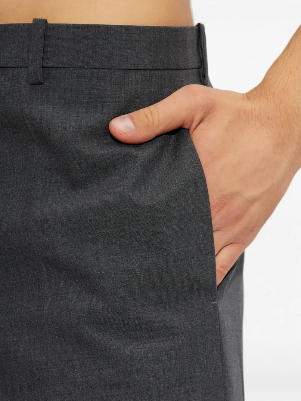 Jil Sander Wollen broek met geplooide voorkant Grijs