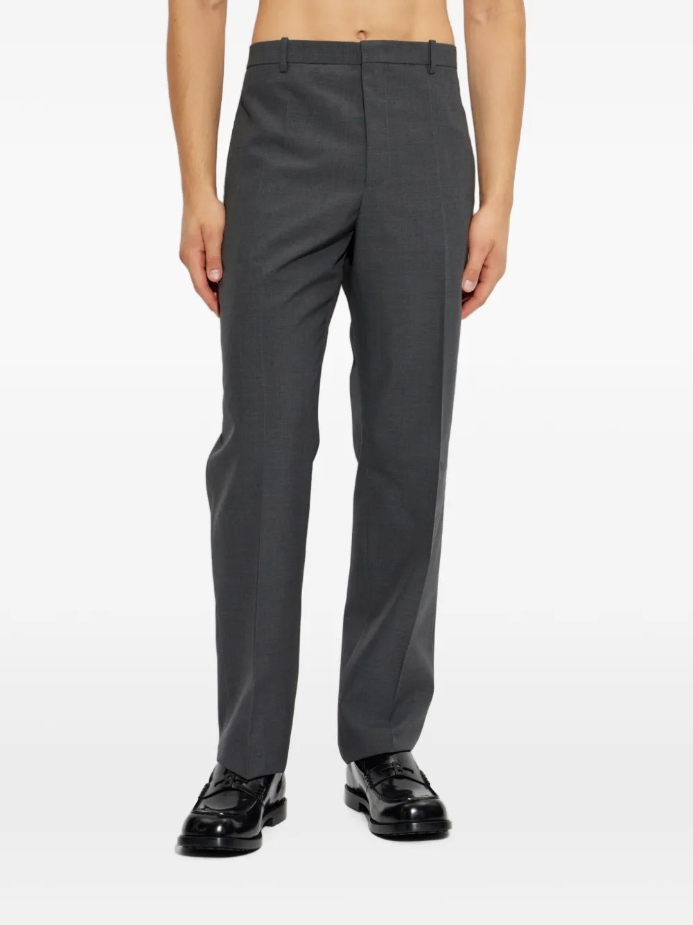 Jil Sander Wollen broek met geplooide voorkant Grijs