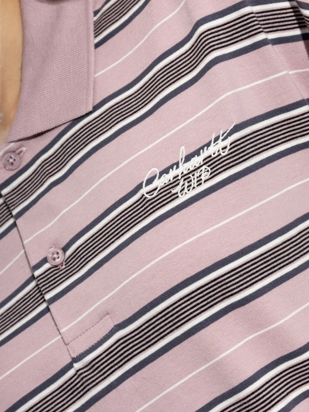 Carhartt WIP Bronson gestreept poloshirt Roze