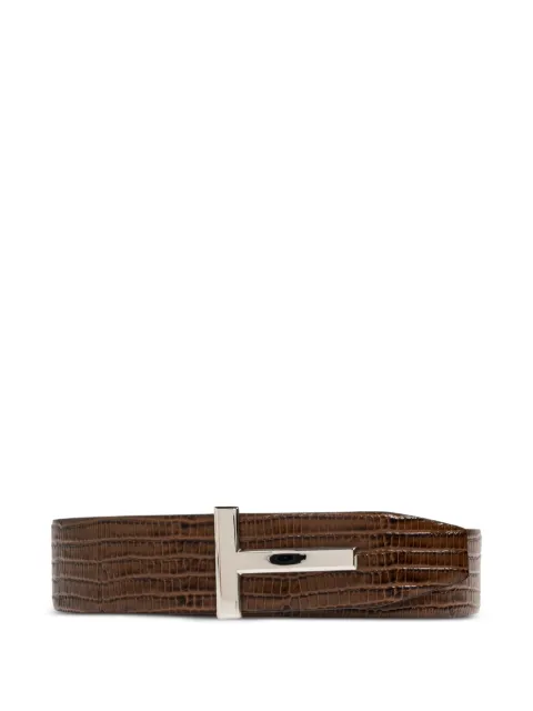 TOM FORD lizard-effect t-buckle belt