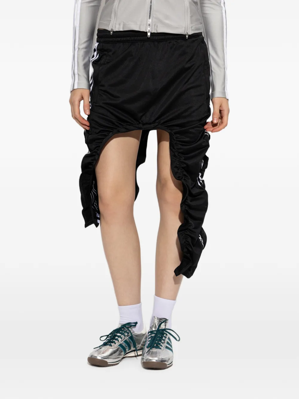 adidas ruched side-stripe skirt Zwart