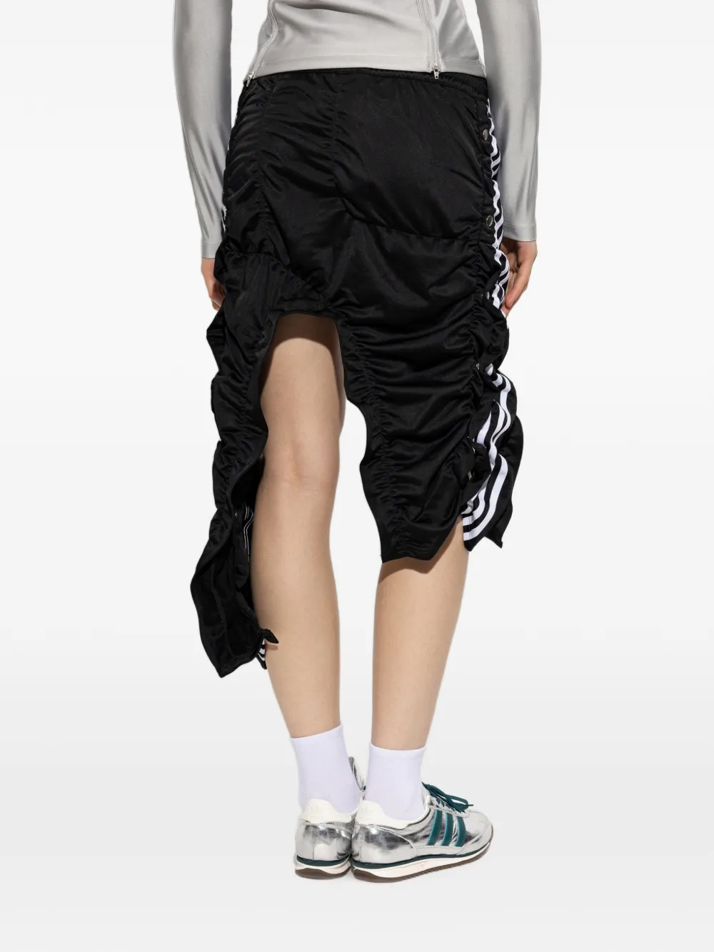 adidas ruched side-stripe skirt Zwart