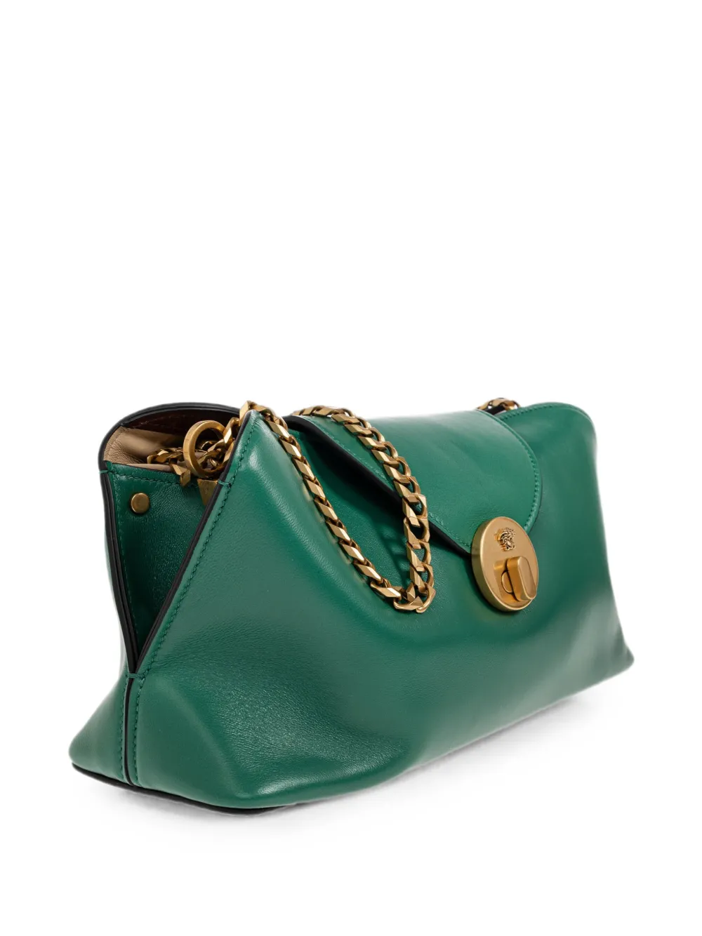 Versace Kleine leren schoudertas met logoplakkaat Groen