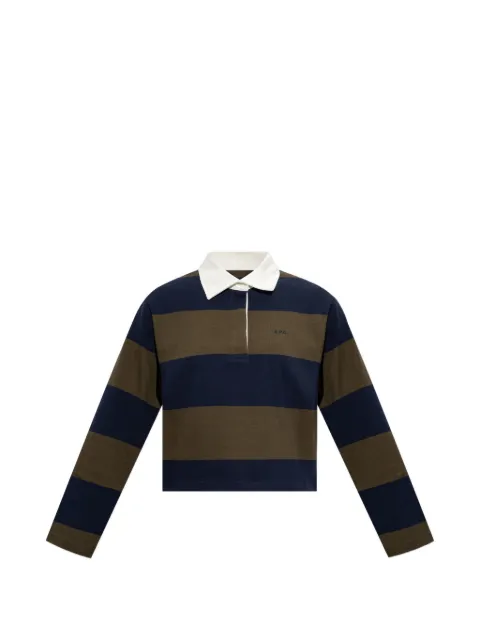 A.P.C. playera tipo polo manga larga con rayas estampadas