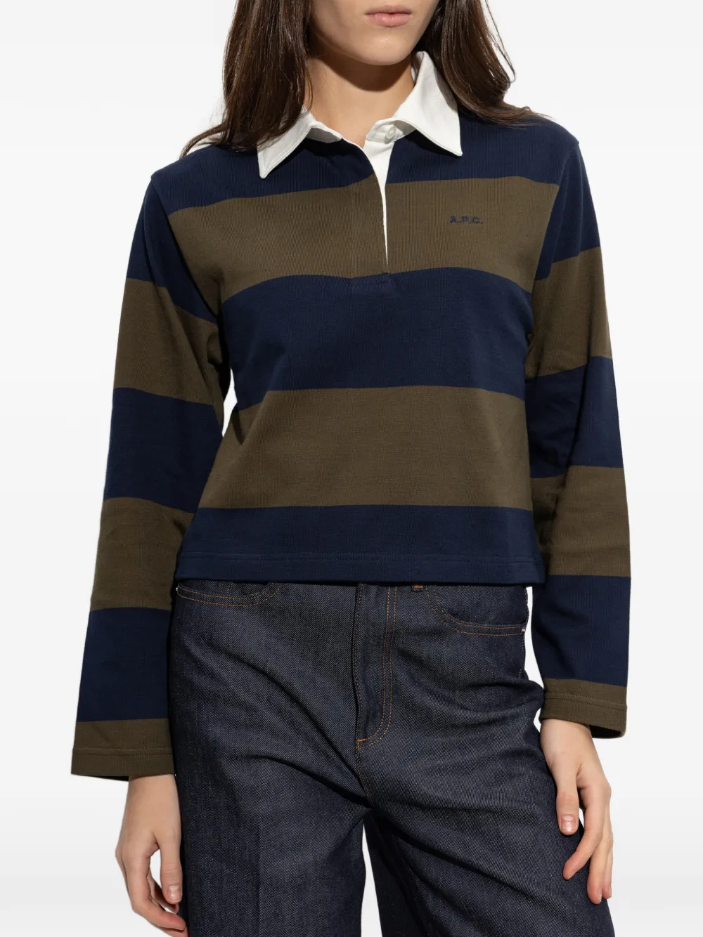 A.P.C. Gestreept poloshirt Blauw