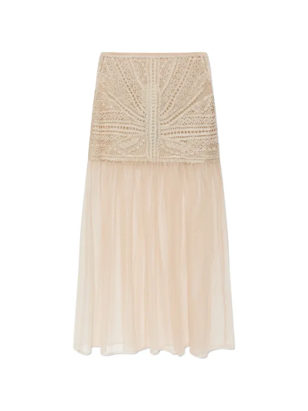 Ulla Johnson Crochet-knit Tulle Maxi Skirt in Neutrals