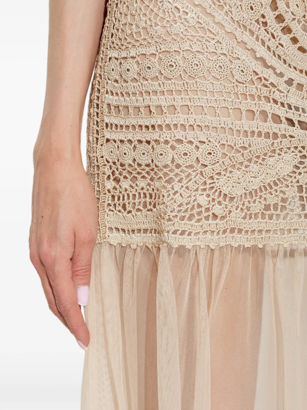 Ulla Johnson Crochet-knit Tulle Maxi Skirt in Neutrals, view 5