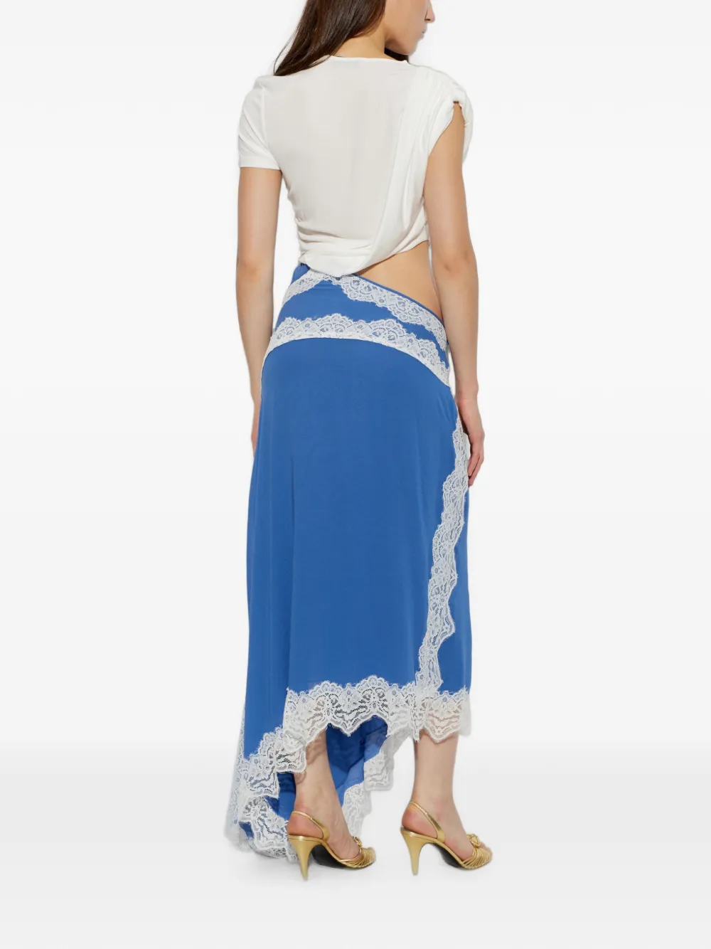 Christopher Esber Verve T-shirt met kanten afwerking en uitgesneden details Blauw