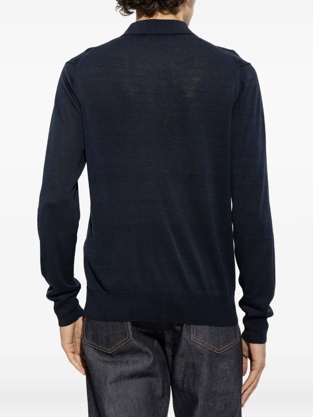 TOM FORD Linnen zijden poloshirt met fijne afmetingen Blauw