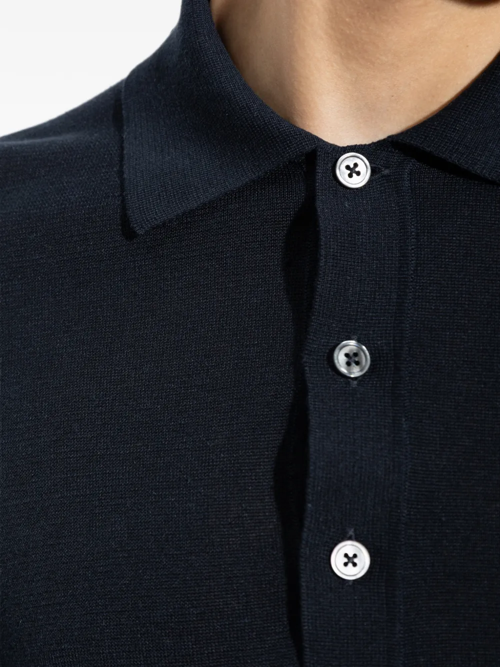 TOM FORD Linnen zijden poloshirt met fijne afmetingen Blauw