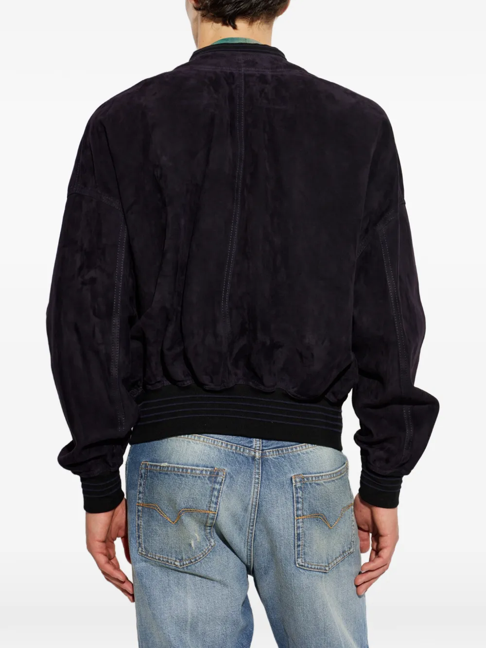 Versace Suède jack met knopen Blauw