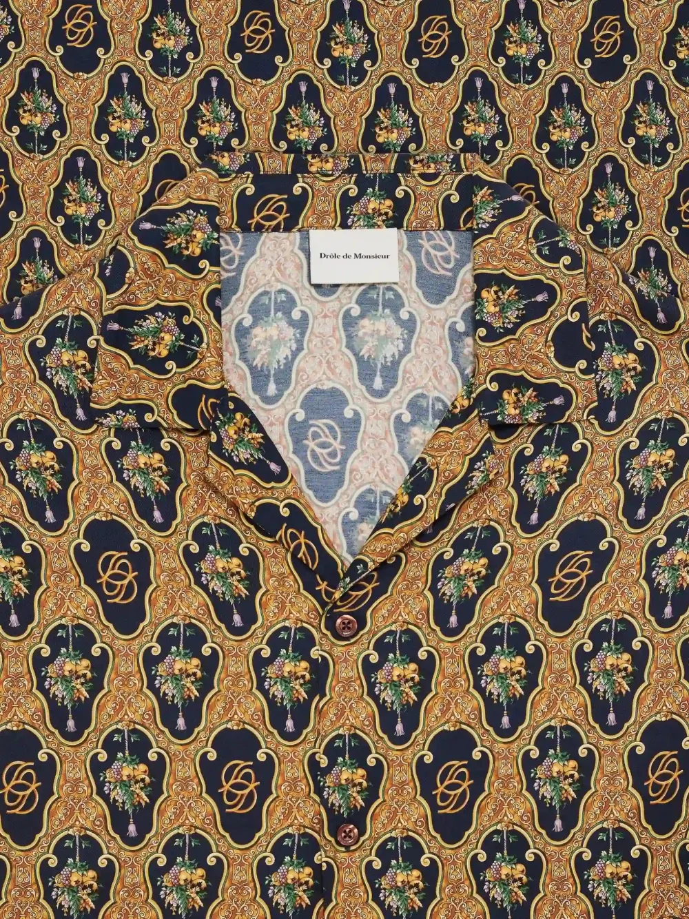 Drôle De Monsieur Baroque overhemd met druivenprint Goud