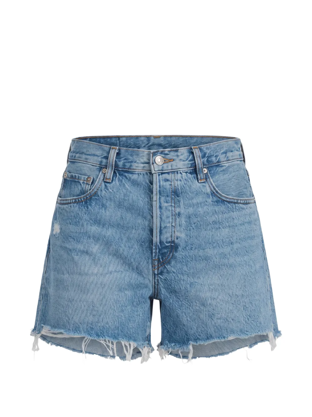 FRAME raw-cut mini denim shorts - Blu