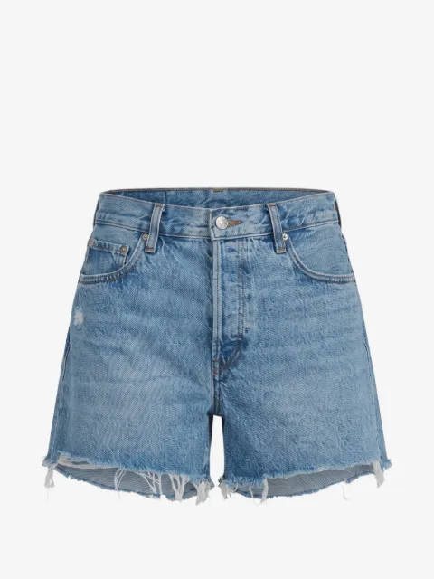 FRAME raw-cut mini denim shorts