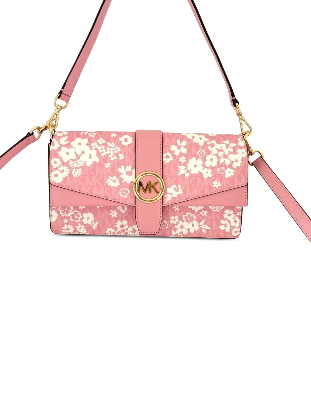 Michael Kors floral-print logo-plaque shoulder bag - Rosa