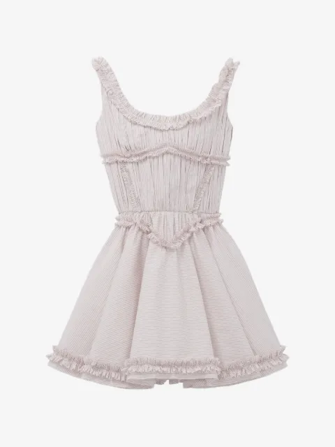 Alexander McQueen Pleated ruffle pinstripe mini dress 