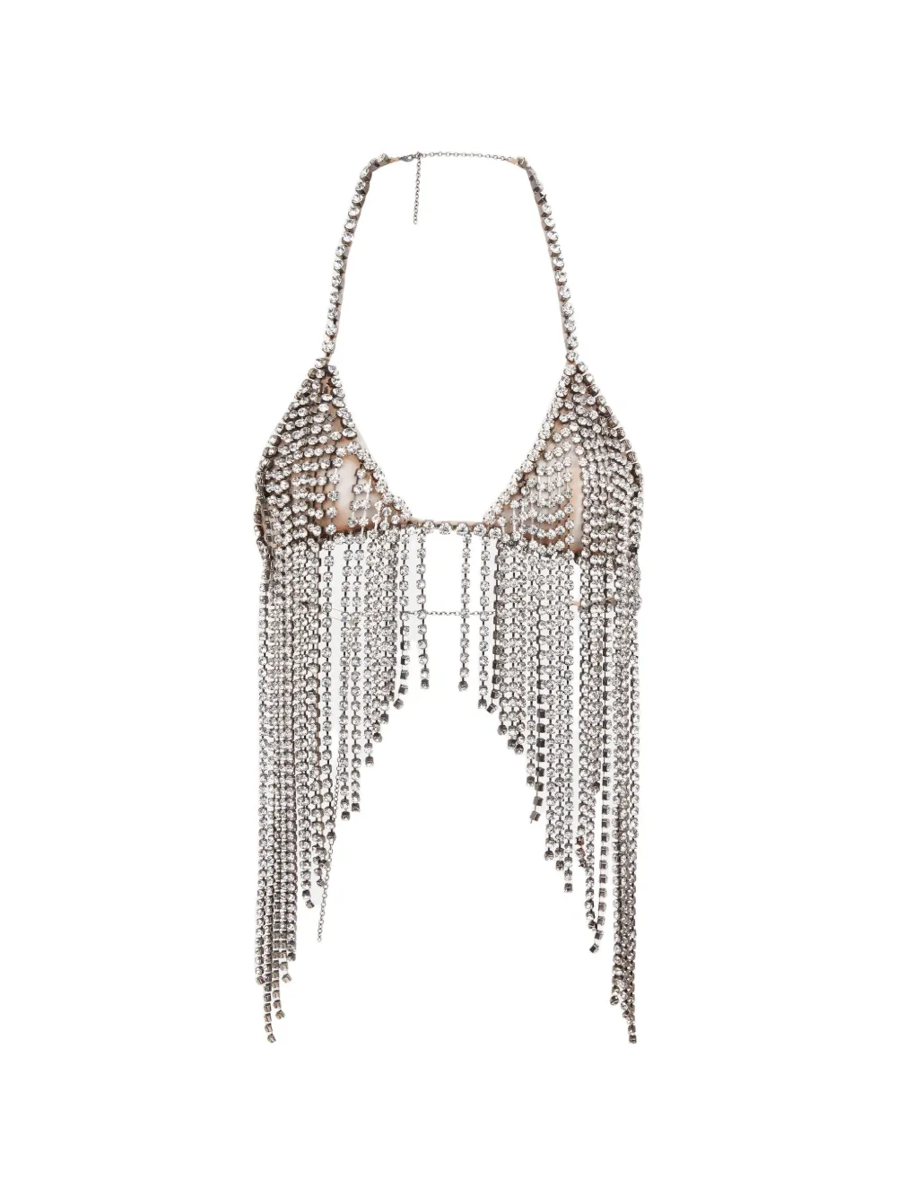 Stella McCartney Reggiseno con frange e cristalli - Argento
