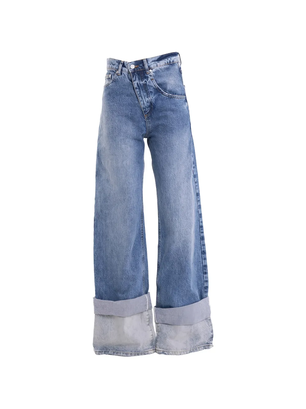 Natasha Zinko Multy Layer asymmetric turn-up jeans - Blau
