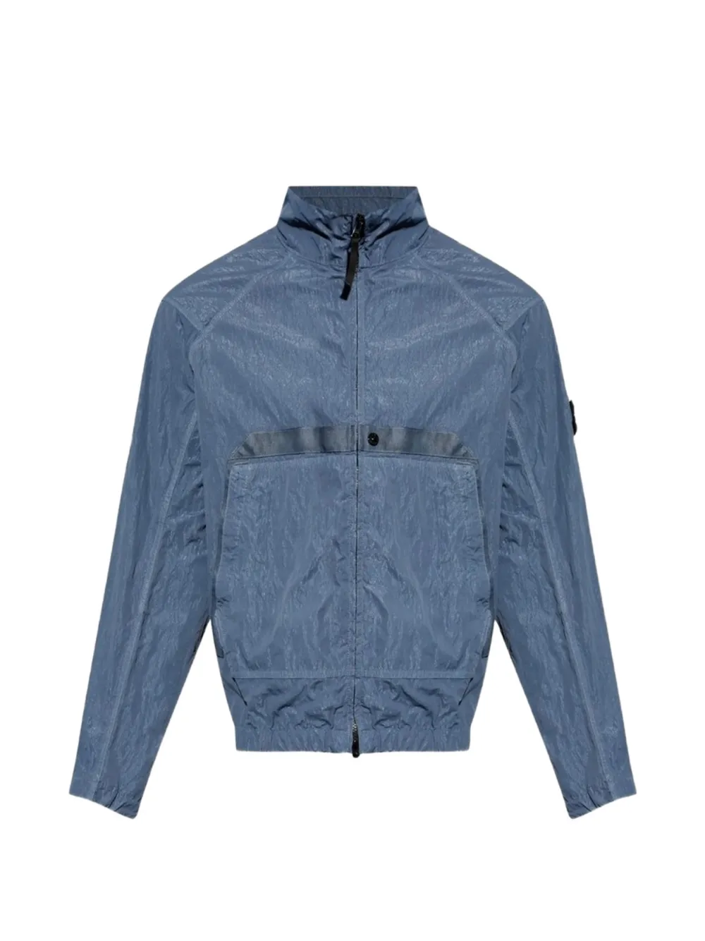 Stone Island Q100009 geribbeld nylon-TC jack met ketting Blauw