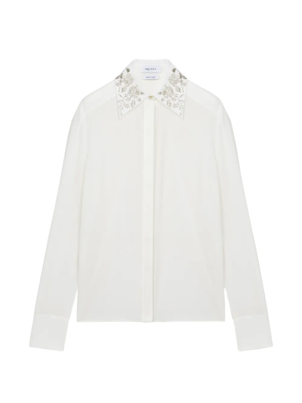 Alexander McQueen floral embroidery shirt in ivory - Weiß