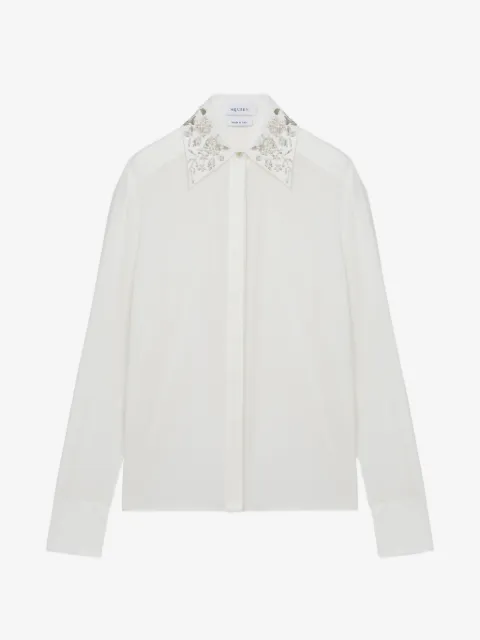 Alexander McQueen floral embroidery shirt in ivory