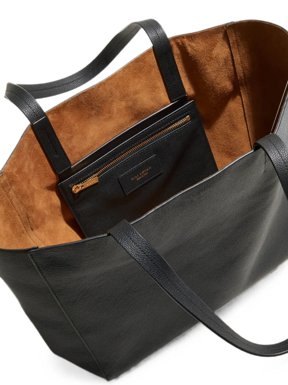 Nili Lotan Keith Grained-leather Tote Bag in Black, view 3