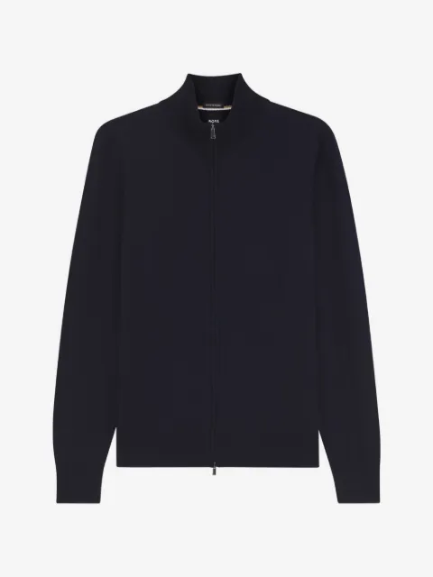 BOSS zip-up sweater in merino wool