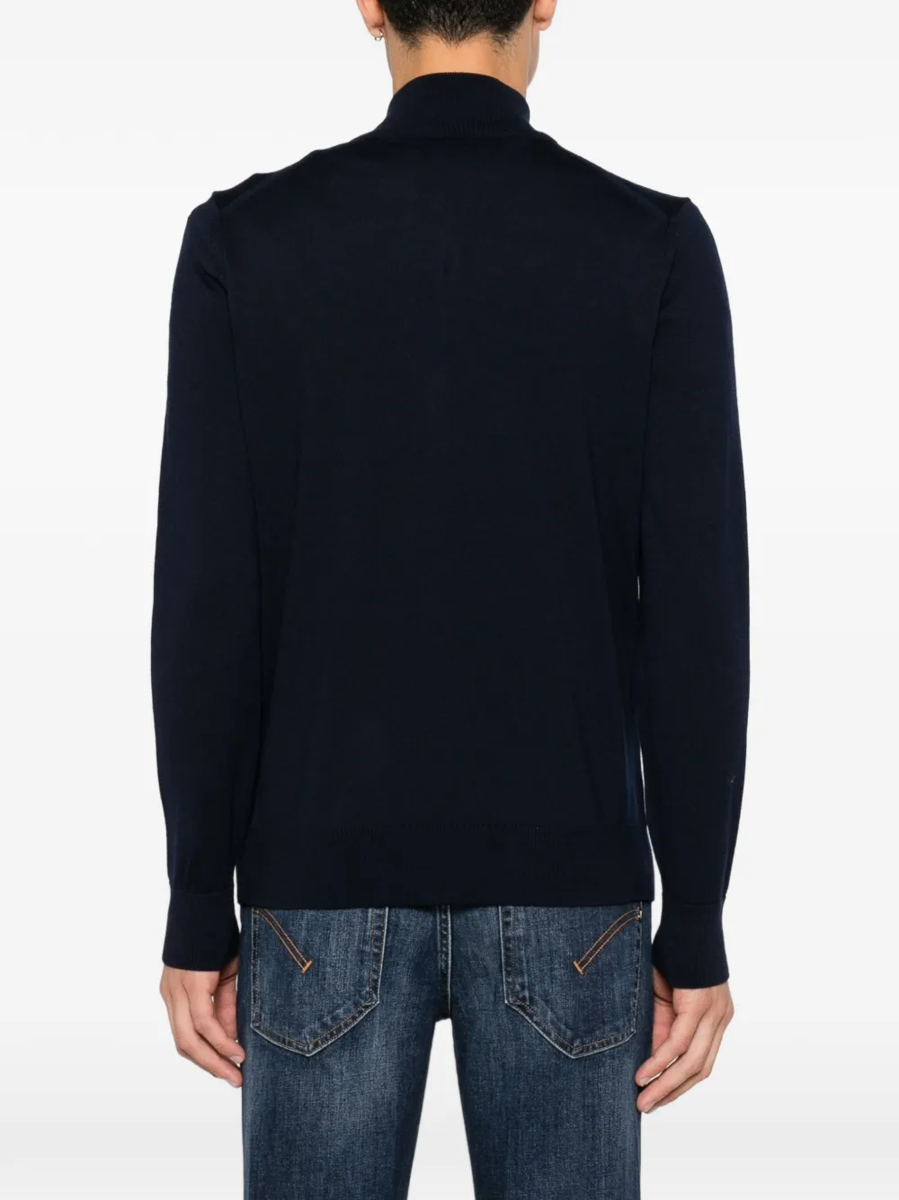 BOSS Trui van merinowol met rits Blauw