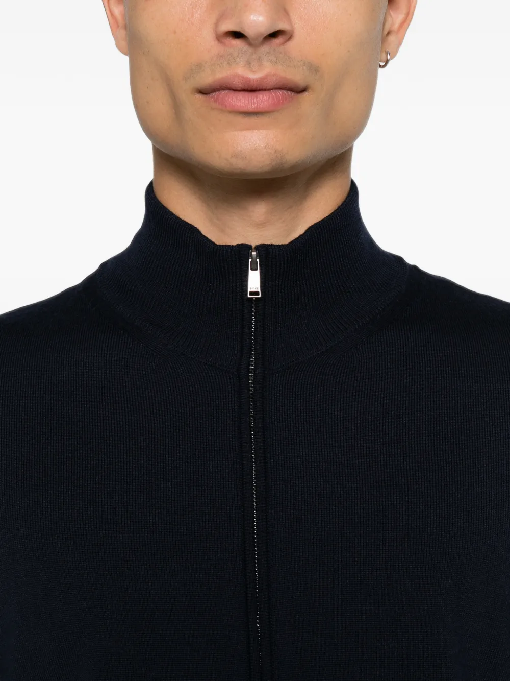 BOSS Trui van merinowol met rits Blauw