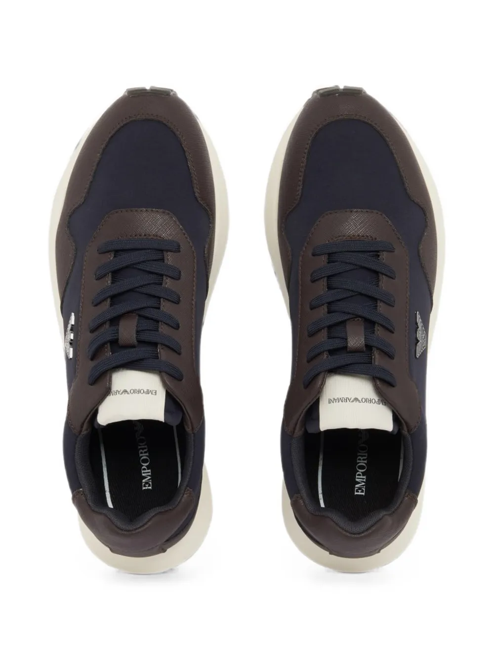 Emporio Armani recycled nylon sneakers with regenerated Saffiano details Blauw