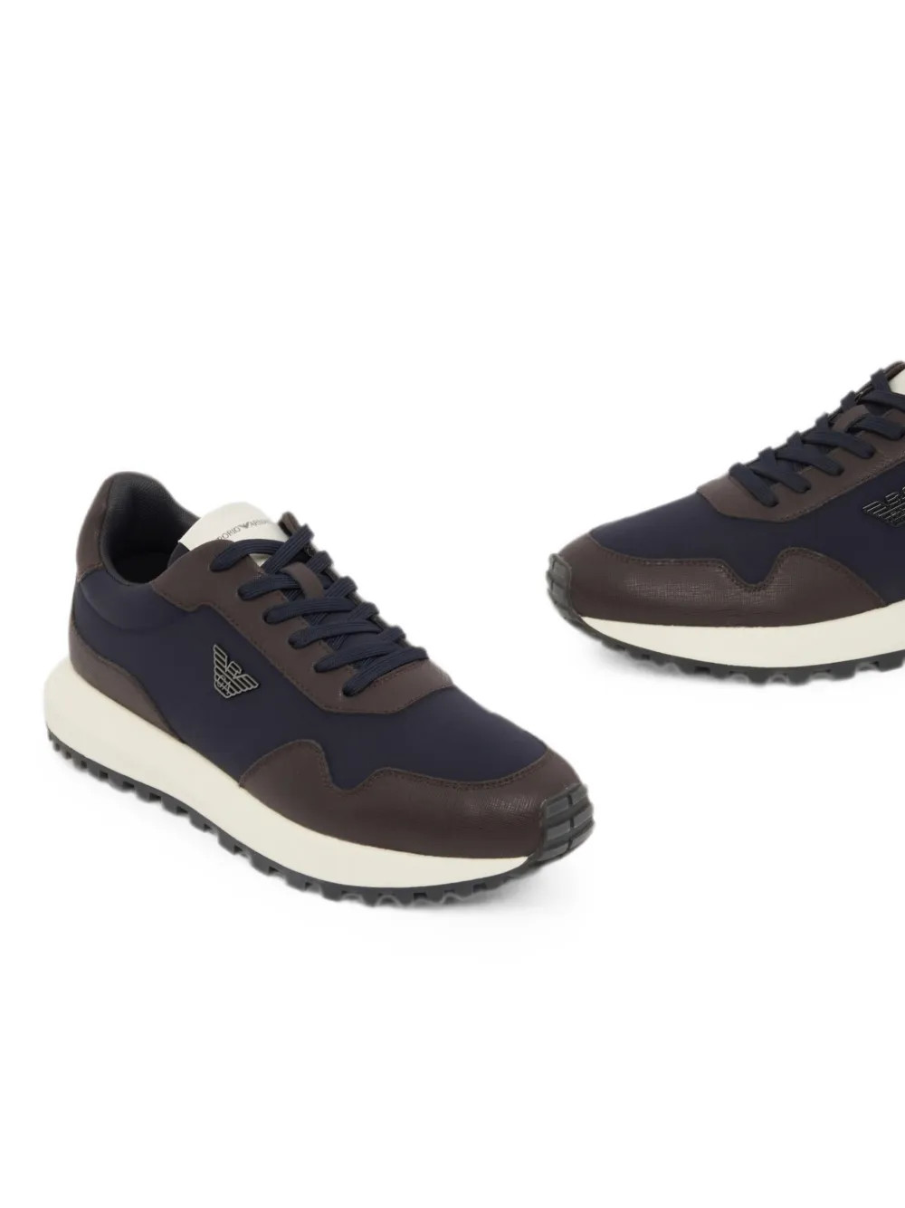 Emporio Armani recycled nylon sneakers with regenerated Saffiano details Blauw