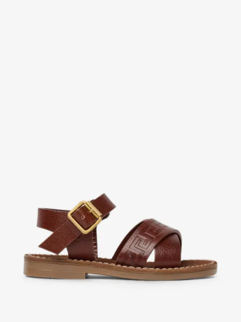 Versace Kids Greca-embossed calf leather sandals