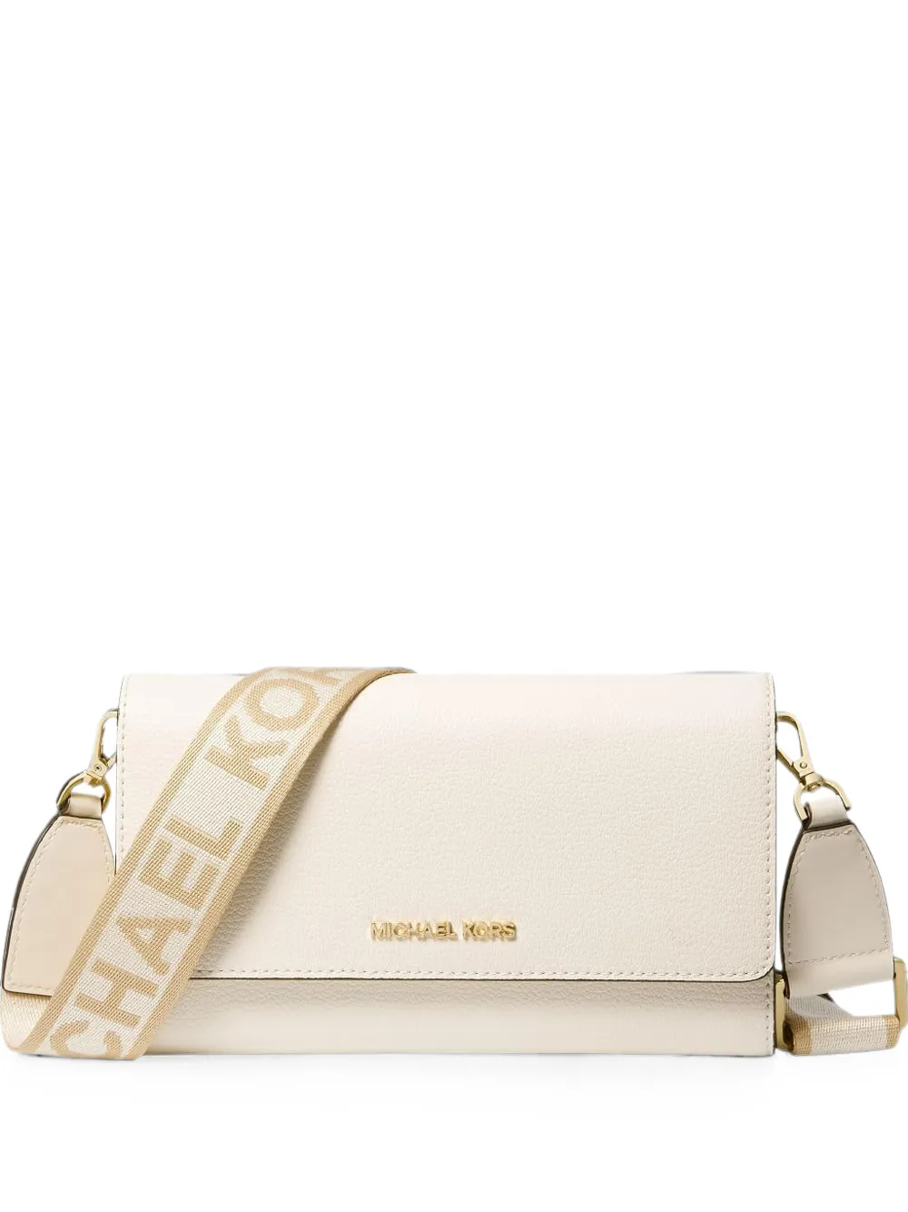 Michael Kors logo-plaque pebbled-leather crossbody bag - Toni neutri