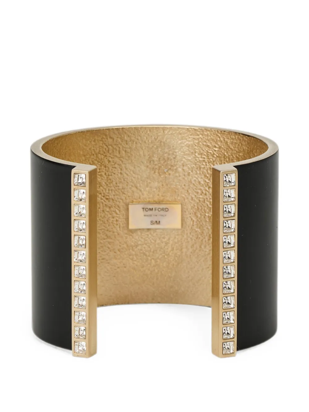 TOM FORD matte lacquered brass and crystal stones Fera cuff - Nero