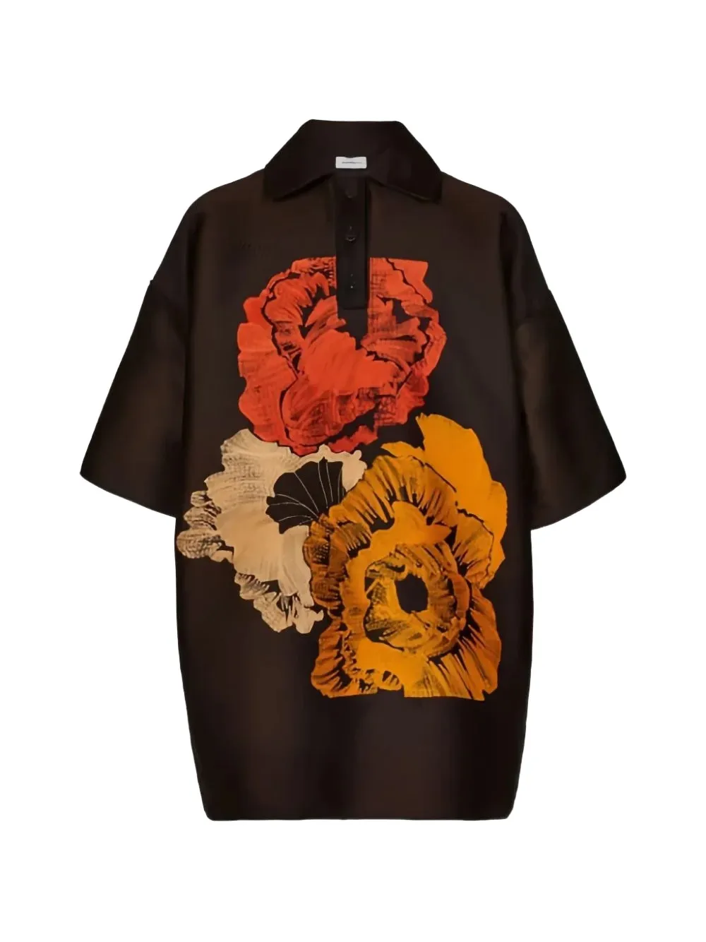 Ferragamo floral-print short-sleeve polo shirt - Nero