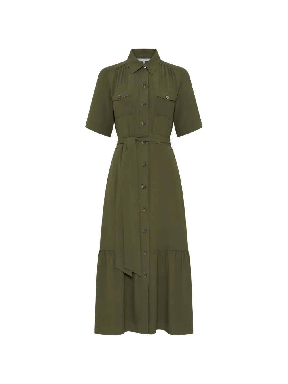 Gerard Darel Raina belted shirt midi dress - Verde