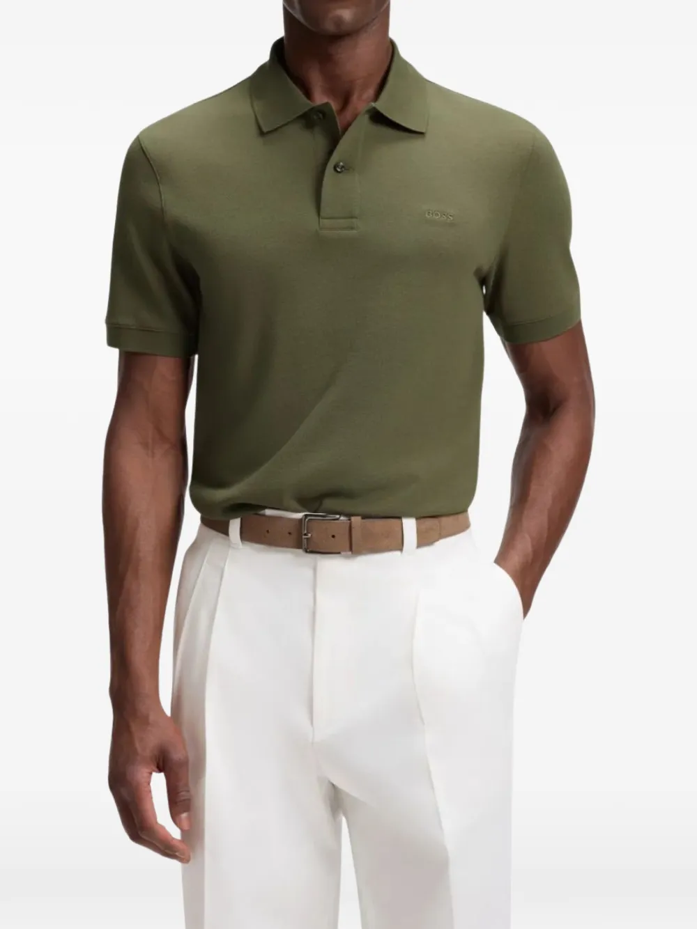 BOSS Poloshirt met geborduurd logo Groen