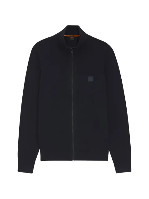 BOSS logo-patch zip-up sweatshirt