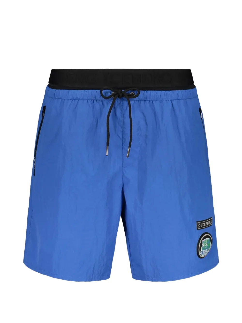 Iceberg crinkled logo-patch swim shorts - Blau