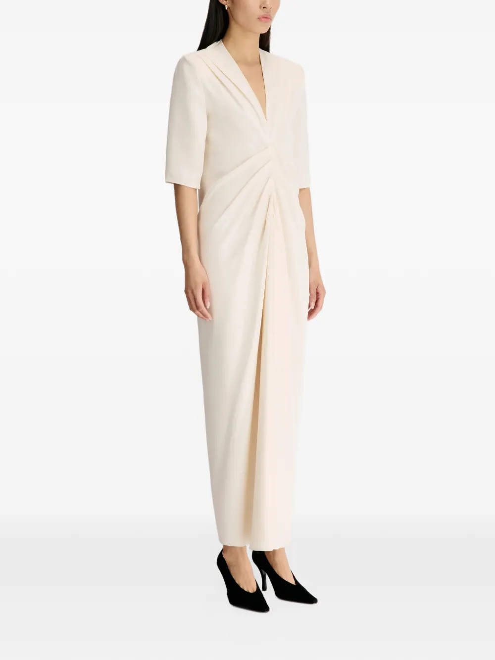 LouLou de Saison Willa gesmockte maxi-jurk Beige