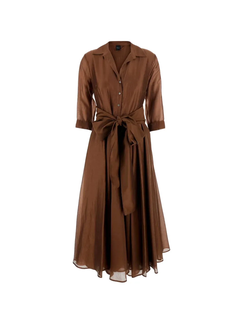 PLAIN belted midi shirt dress - Braun