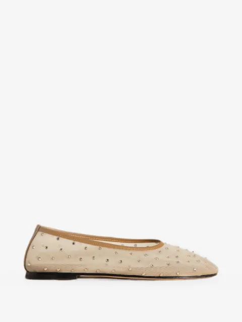 Dear Frances crystal-embellished mesh ballet flats