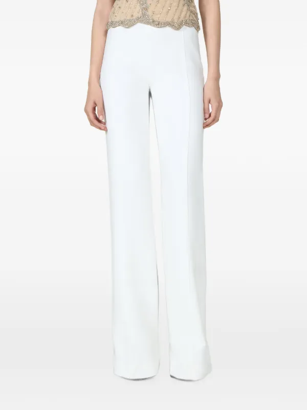 Costarellos Maree Pressed-crease Flared Trousers in White
