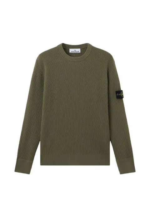 Stone Island ribbed-knit logo-patch sweater