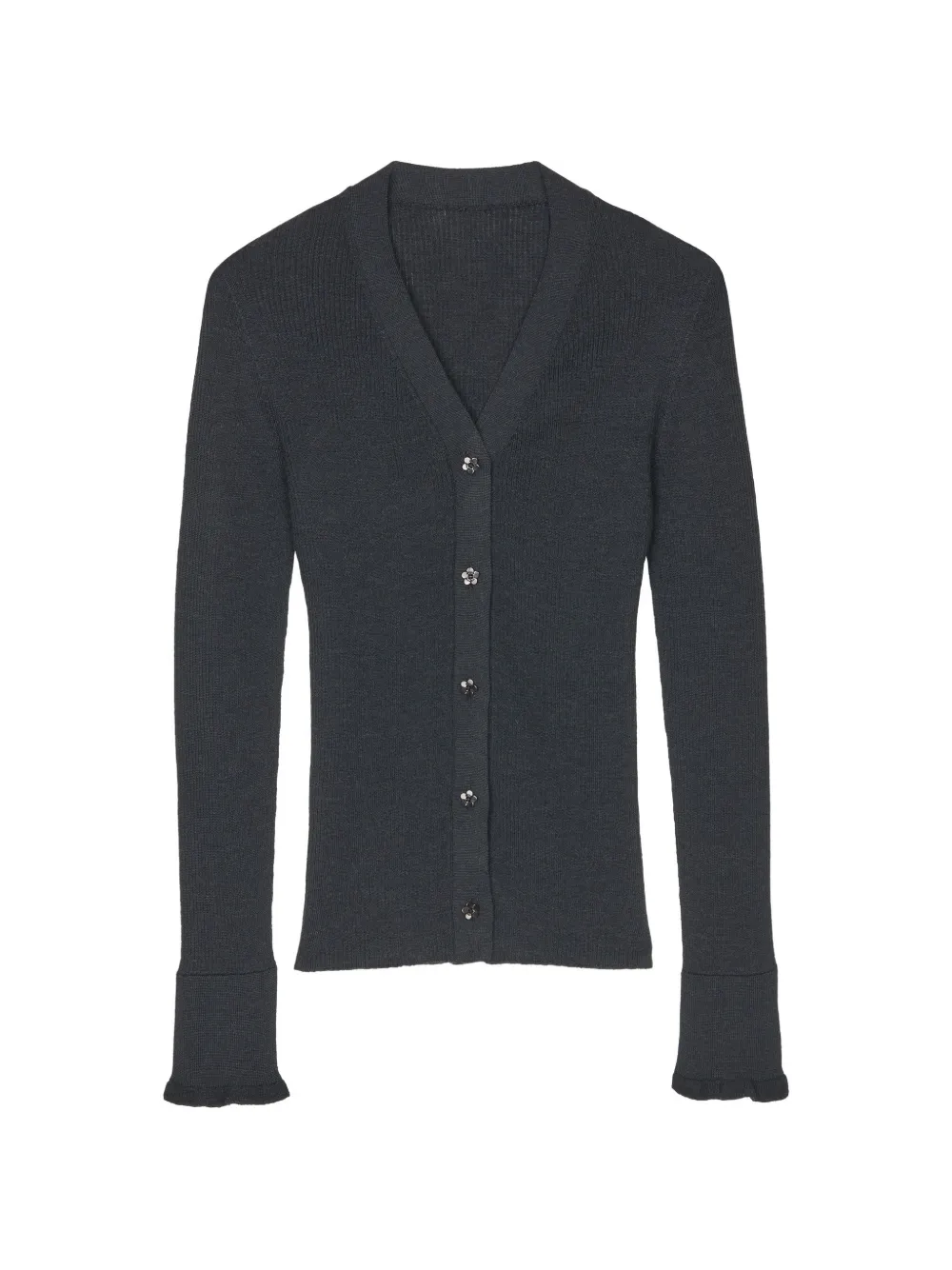 Cecilie Bahnsen CBFolke ribbed flower-button cardigan - Grigio