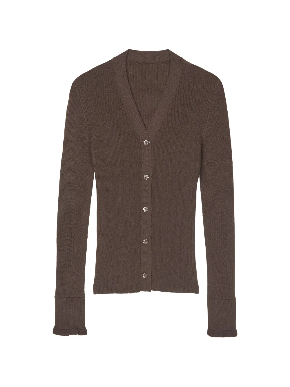 Cecilie Bahnsen CBFolke flower-button ribbed cardigan - Braun