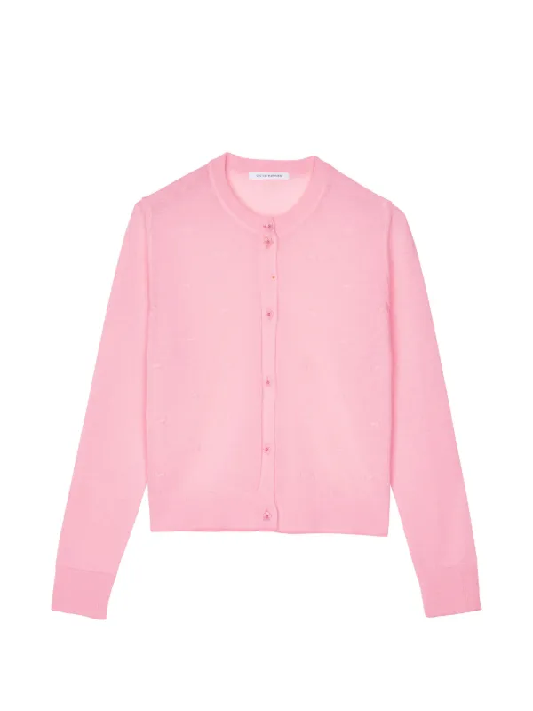 Cecilie Bahnsen Floh Bow-detail Long-sleeve Cardigan in Pink